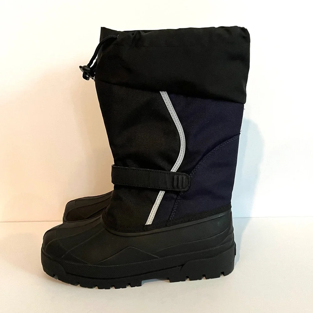 LL Bean Kids Wildcat Snow Boots Black Navy Blue Winter Insulated 238064 Size 7